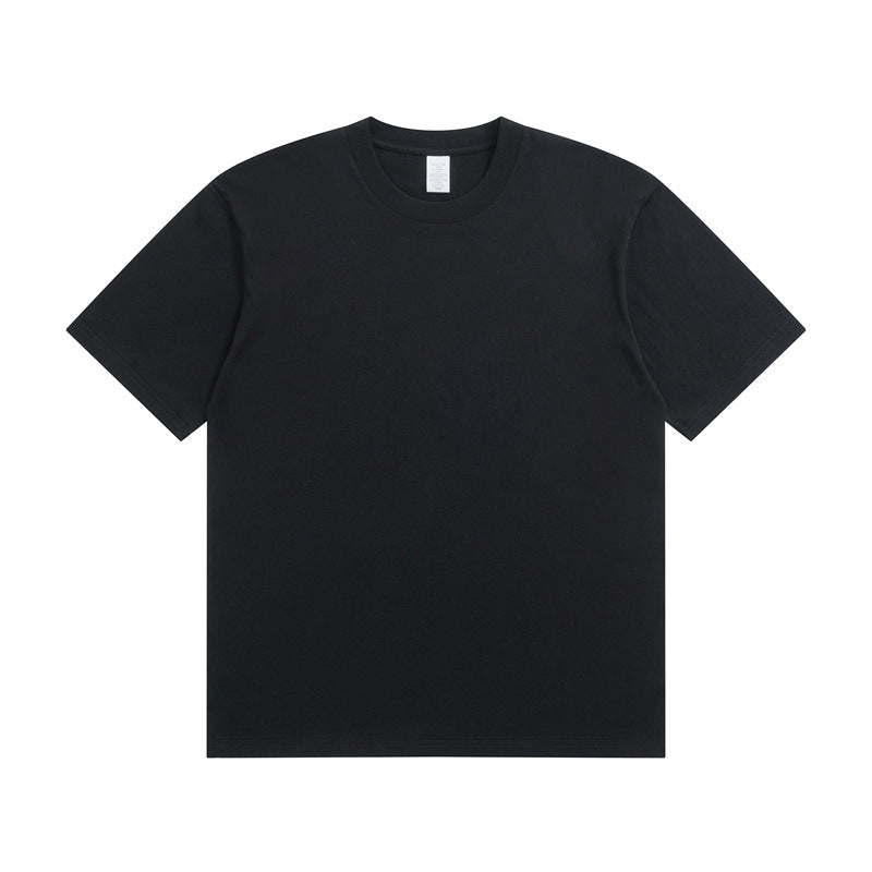 Men's Cotton T-shirt Heavy Solid Color Round Neck Short Sleeves