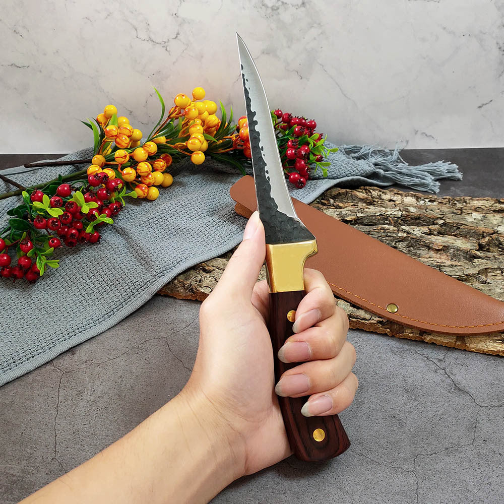 Copper Head Forged Boning Knife Hammer Pattern Slaughter