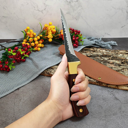 Copper Head Forged Boning Knife Hammer Pattern Slaughter