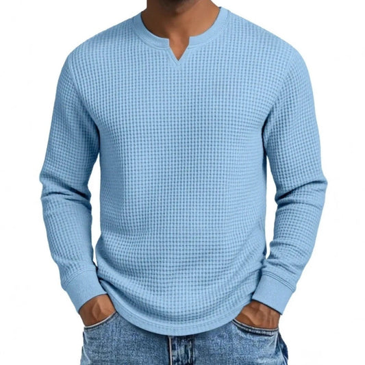Men's Slim-fit Casual Long-sleeve V-neck Top
