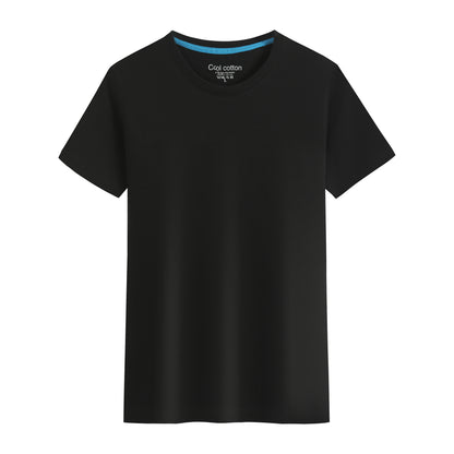 Cotton Blank With No Printed Patterns Round Neck Short T-shirt