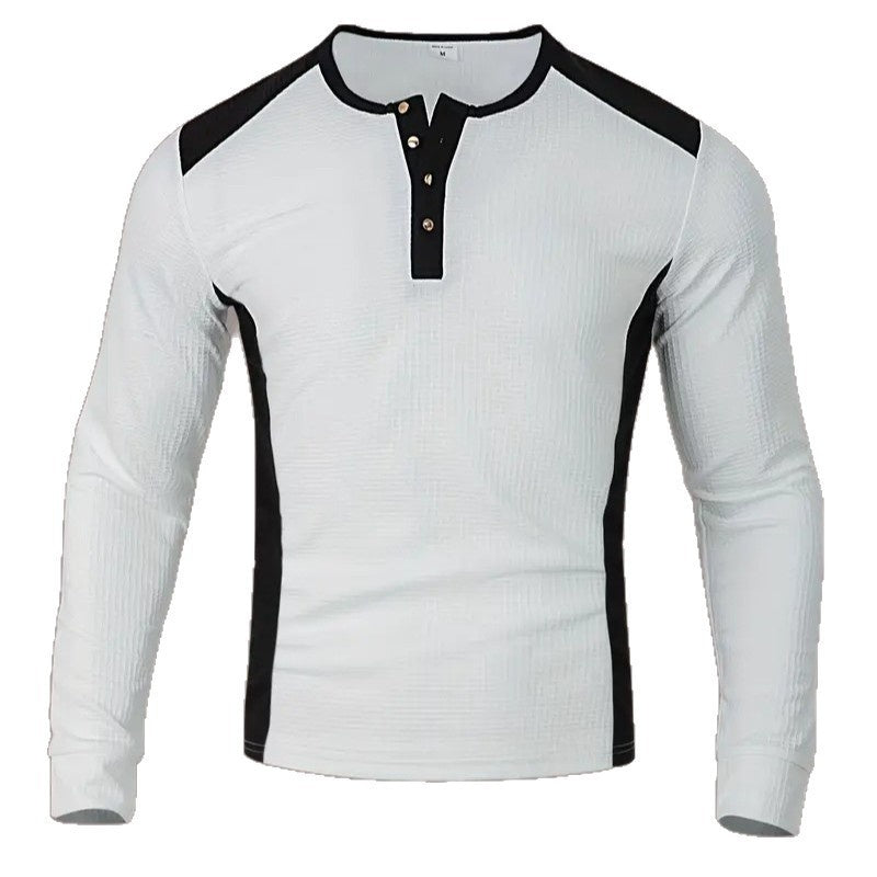 Mens Long-sleeve Sweatshirt With Patchwork Jacquard Design Loose Fit