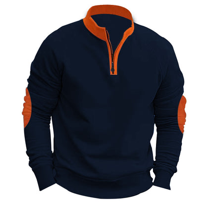 Stand Collar Pullover Half Zip Long Sleeve Coat