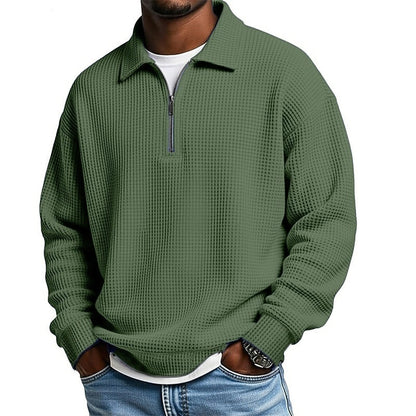 Mens Half-Zip Collared Polo Shirt Top