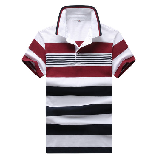Summer Short-Sleeved Striped Men's Polo Shirt