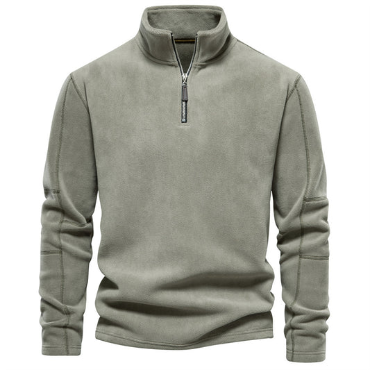 Men's Autumn And Winter Stand Collar Half Zip Long-sleeved Sweater