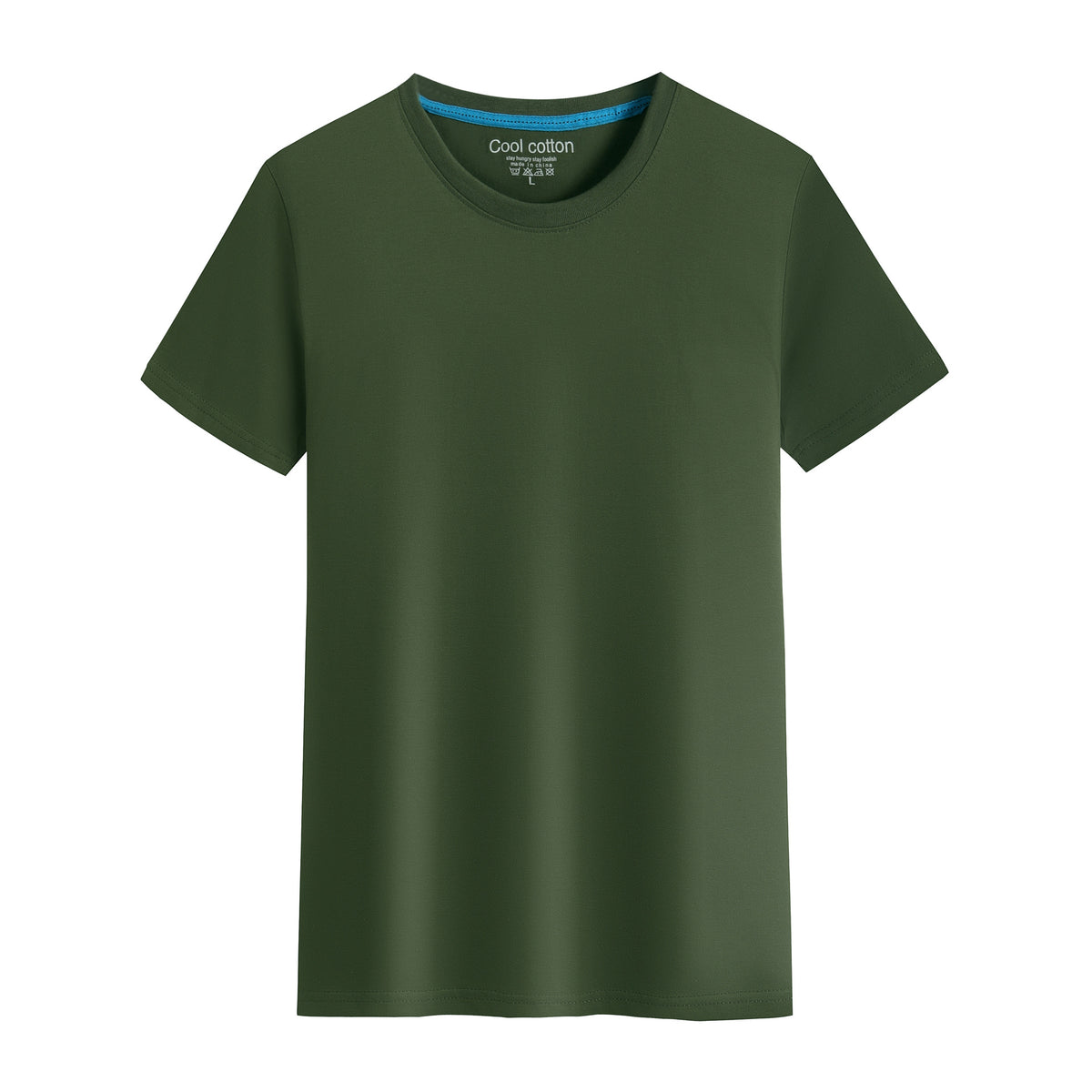 Cotton Blank With No Printed Patterns Round Neck Short T-shirt