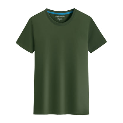 Cotton Blank With No Printed Patterns Round Neck Short T-shirt