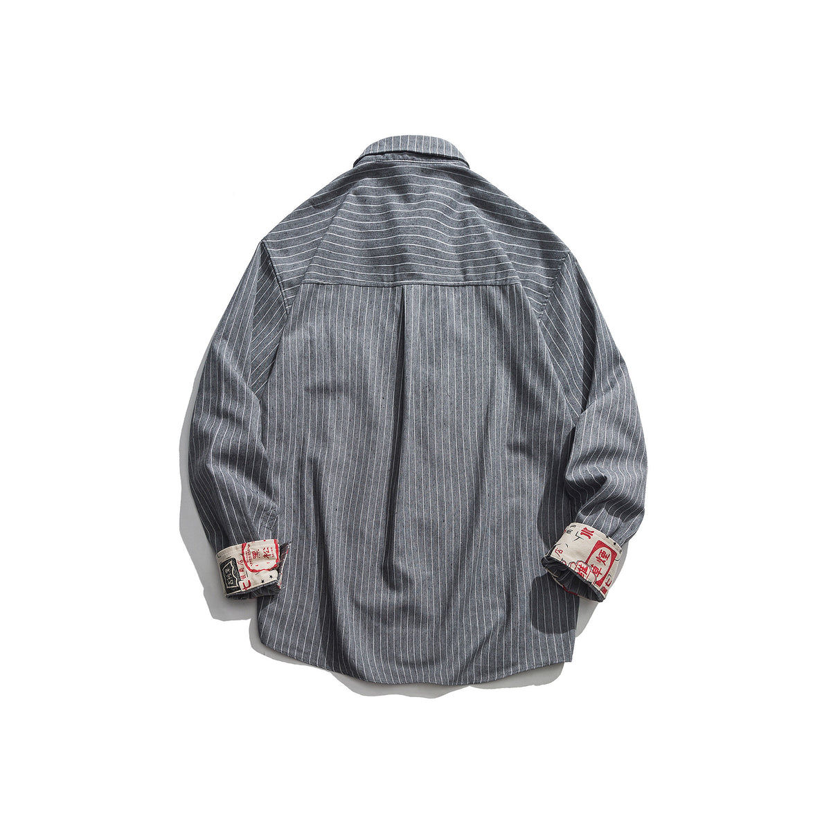 Japanese Retro Vertical Striped Long-sleeved Shirt Men's Trendy Brand Loose Street