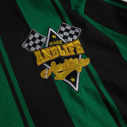 Striped Letter Embroidered Polo Shirt Men's