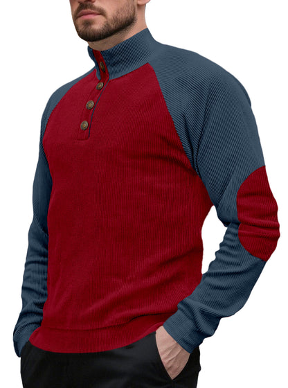 Spring Autumn Men's Outdoor Raglan Sleeve Casual Stand-up Collar Loose Long Sleeve