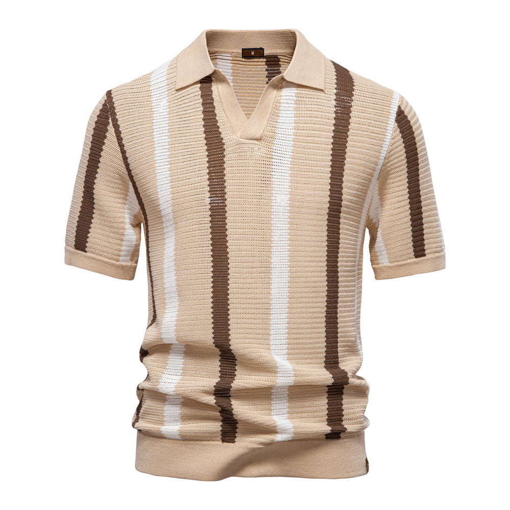 Breathable Hollow Men's Short-sleeved Polo Shirt Sweater