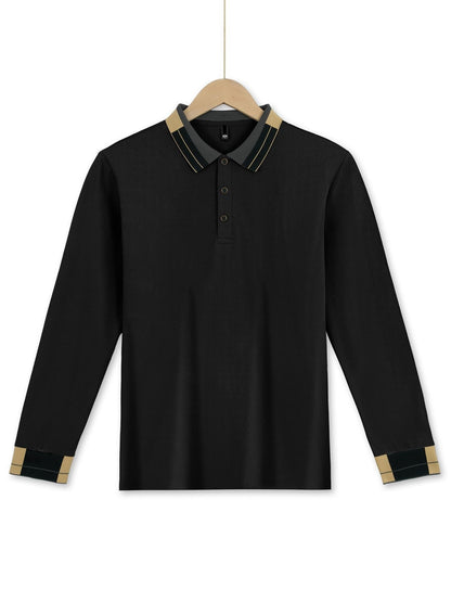 Long Sleeve Lapel Men's Solid Color Button Casual Business