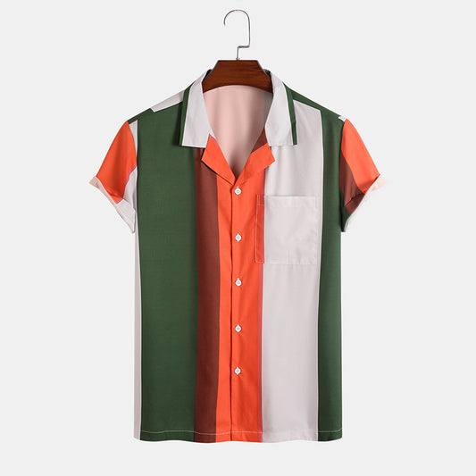 Men's Color-block Striped Shirt