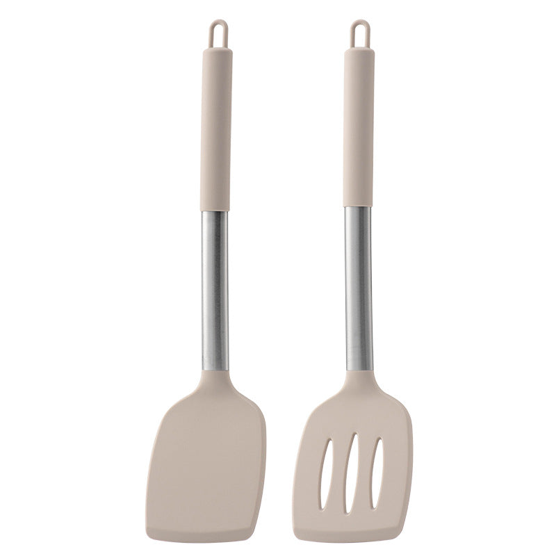 Non-empty Rust Pipe Handle Silicone Spatula Slotted Turner Two-piece Set