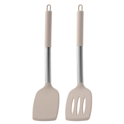 Non-empty Rust Pipe Handle Silicone Spatula Slotted Turner Two-piece Set
