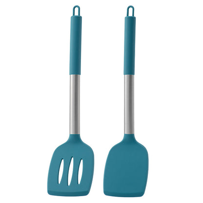 Non-empty Rust Pipe Handle Silicone Spatula Slotted Turner Two-piece Set