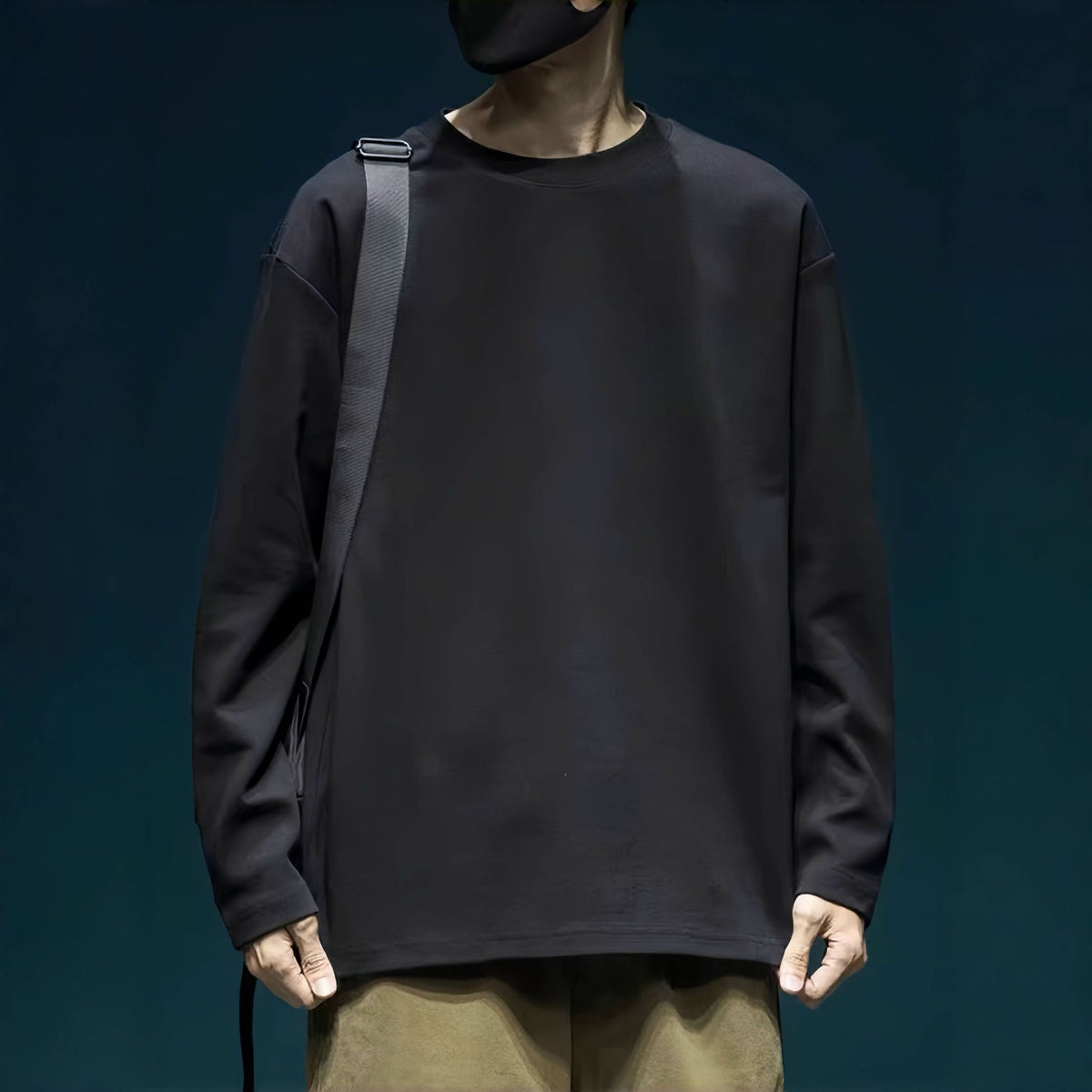 Men's Round Neck Thickened Inner Bottoming Shirt Solid Color Loose-fitting Versatile Top