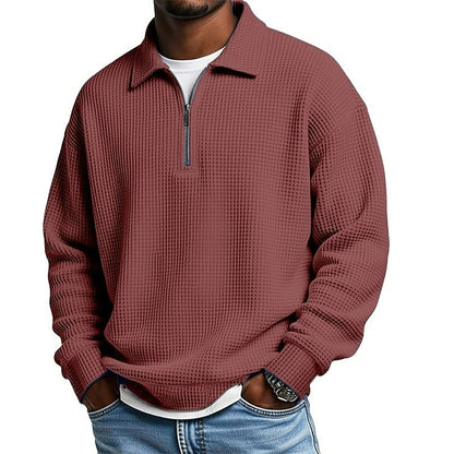 Mens Half-Zip Collared Polo Shirt Top