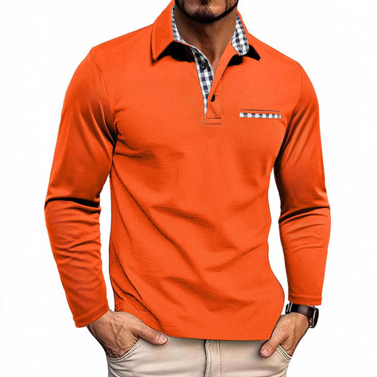 Long-sleeved Men's T-shirt POLO Collar Casual Top
