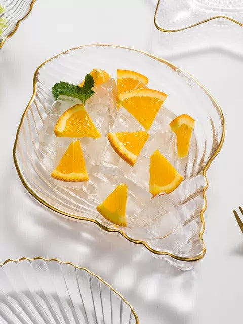 Gilt Edging Glass Tableware Creative Ocean Dim Sum Plate