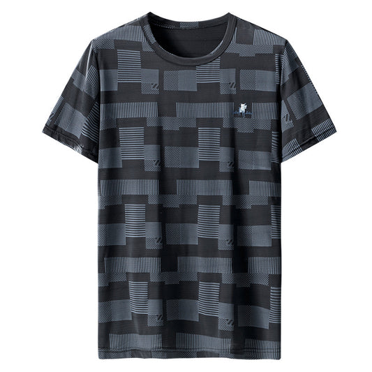 Add Fertilizer To Increase Men's Quick-drying Ice Silk All-match Half-sleeved T-shirt