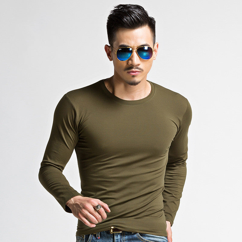 Men's Slim V-neck Bottoming Shirt Solid Color T-shirt