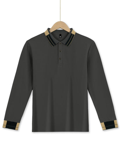 Long Sleeve Lapel Men's Solid Color Button Casual Business