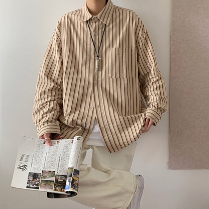 Men's Vintage Striped Long-sleeved Shirt