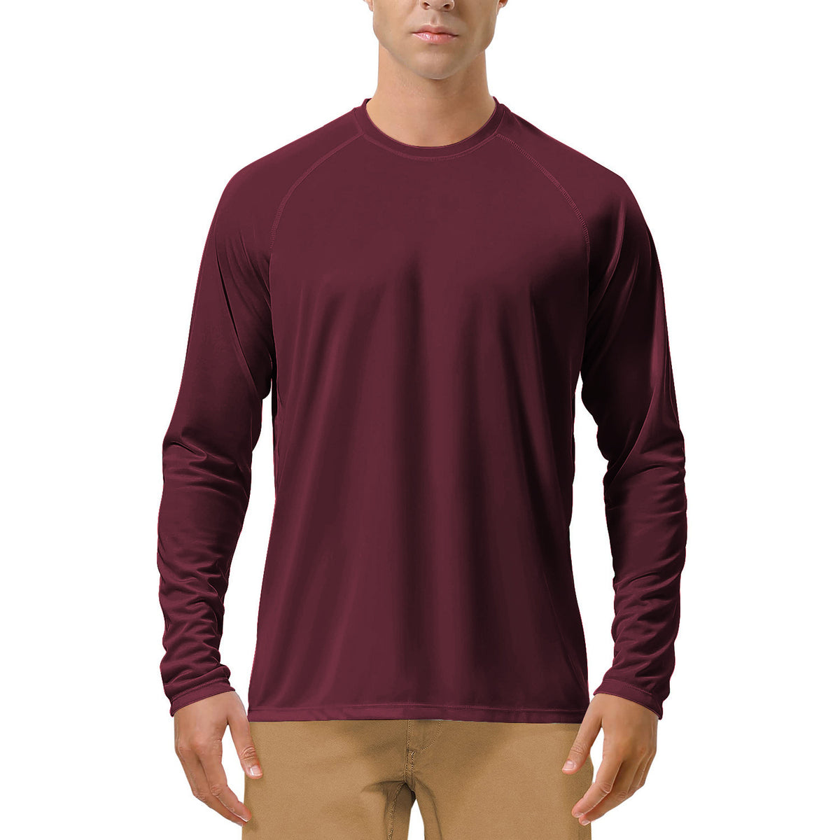 Quick-drying Solid Color Round Neck Sports Training Stretch Sun Protection Long Sleeve