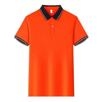 Color Stitching Turnover Neck Short-sleeved Shirt Workwear