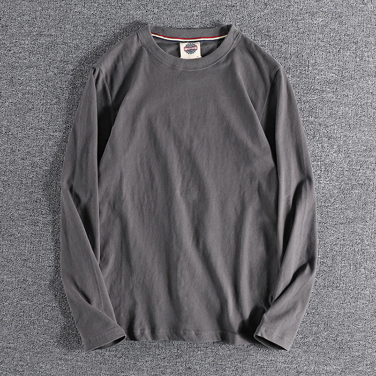 Solid-color Washed Pullover Base Shirt