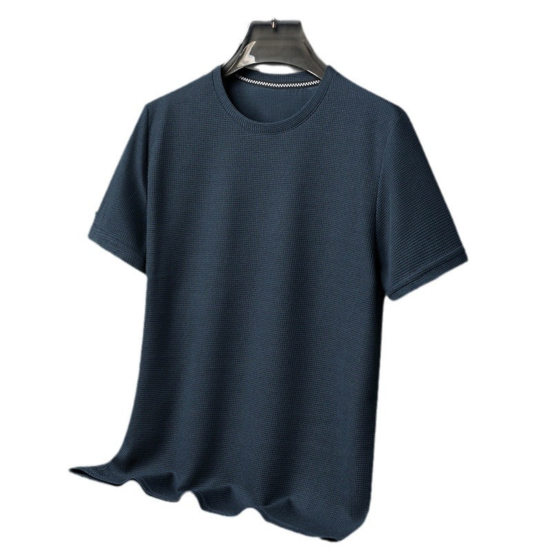 Summer Solid Color Men's Polyester Round Neck T-shirt