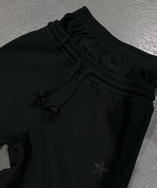 Trendy Double-waist Five-pointed Star Embroidery Couple Simple Casual Fake Two-piece Wide-leg Sweatpants