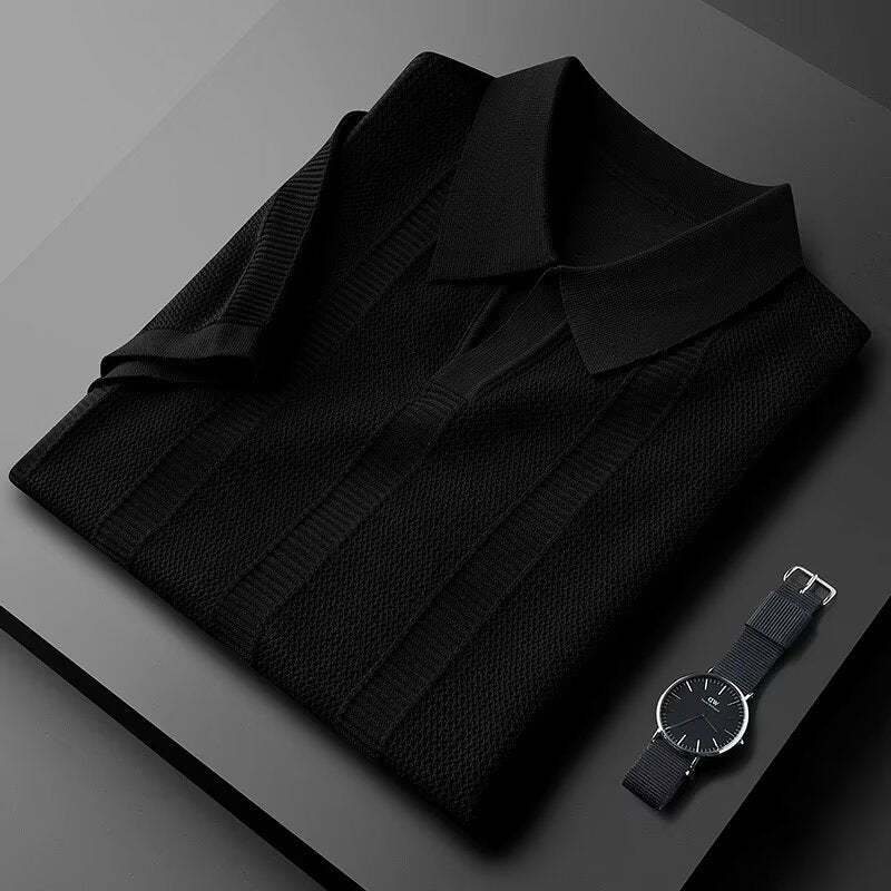 Men's Ice Silk Solid Color Short-Sleeve Top