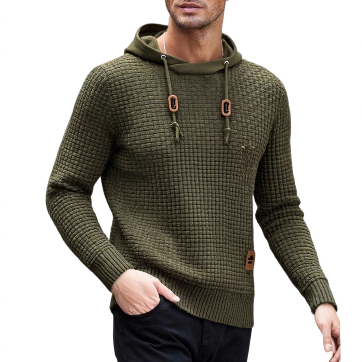 Mens Trendy Casual Knitted Pullover Hoodie