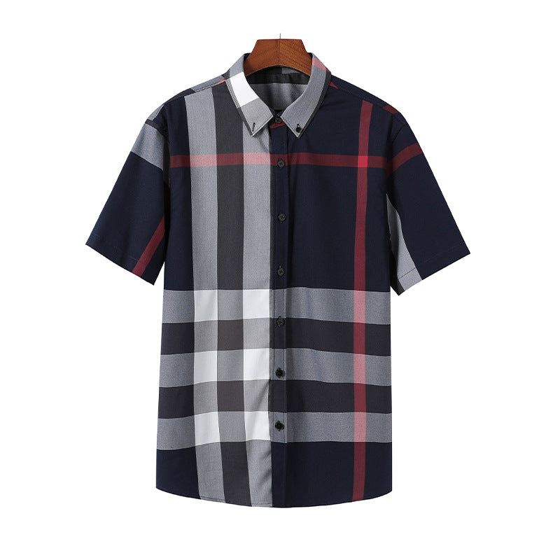 Fashion Check Business Casual Short Sleeve Unisex Check Shirt