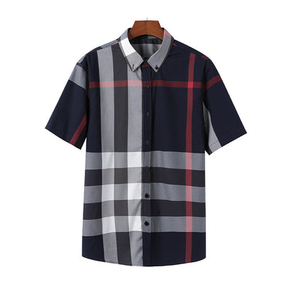 Fashion Check Business Casual Short Sleeve Unisex Check Shirt