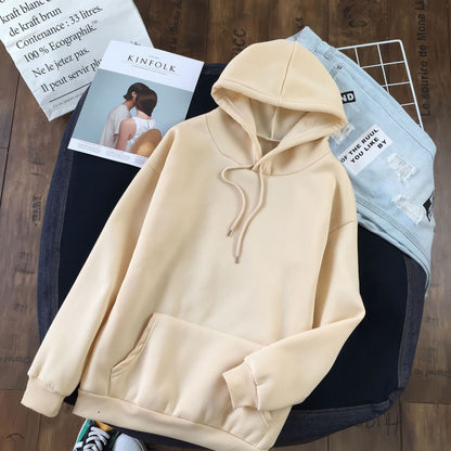 Long Sleeve Solid Color Hooded Sweater Couple