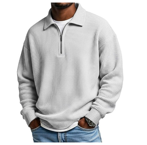 Mens Half-Zip Collared Polo Shirt Top