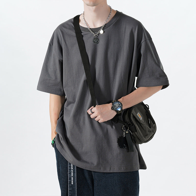 Autumn Men's Short-sleeved T-shirt Cotton Round Neck