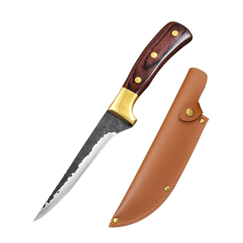Copper Head Forged Boning Knife Hammer Pattern Slaughter