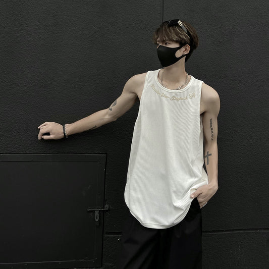 Mens Loose-Fit Sleeveless Ice Silk Vest For Sports