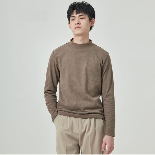 Autumn And Winter Men's High Quality Dralon Half-high Collar Long Sleeves T-shirt
