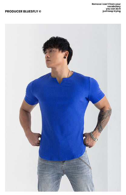 Quick-drying Striped Thin Fashion Slim-fit Short Sleeve