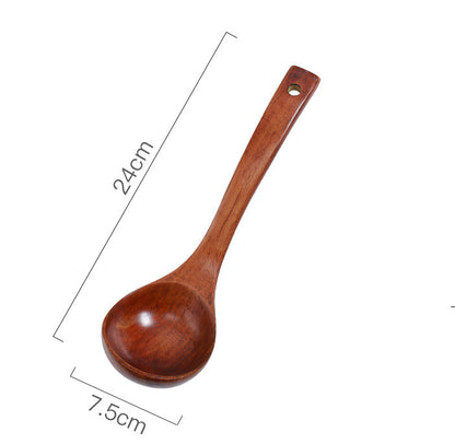 Wooden Soup Spoon With Curved Handle For Household Kitchenware