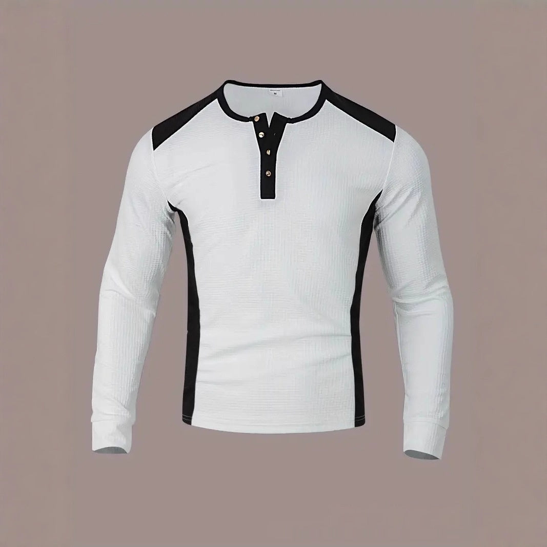 Mens Long-sleeve Sweatshirt With Patchwork Jacquard Design Loose Fit