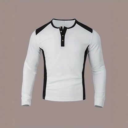 Mens Long-sleeve Sweatshirt With Patchwork Jacquard Design Loose Fit