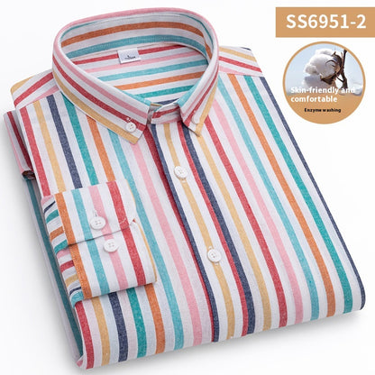 Men's Square Collar Casual Striped Shirt
