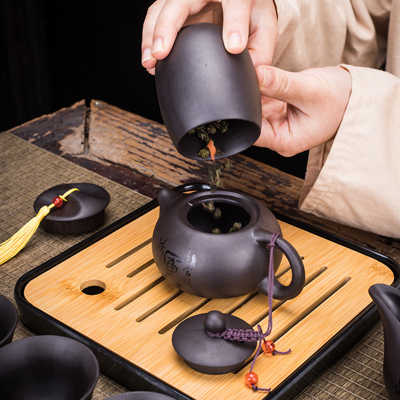 Zisha Travel One Pot Four Cups Portable Tea Set